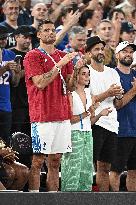 Paris 2024 - Basketball - Florent Manaudou And Girlfriend At France v Canada