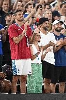 Paris 2024 - Basketball - Florent Manaudou And Girlfriend At France v Canada