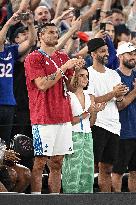 Paris 2024 - Basketball - Florent Manaudou And Girlfriend At France v Canada