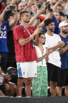 Paris 2024 - Basketball - Florent Manaudou And Girlfriend At France v Canada