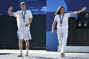 Paris 2024 - Fans cheer medalists at the Parc des Champions in Paris FA