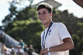 Paris 2024 - Fans cheer medalists at the Parc des Champions in Paris FA