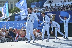 Paris 2024 - Fans cheer medalists at the Parc des Champions in Paris FA