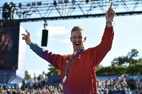 Paris 2024 - Fans cheer medalists at the Parc des Champions in Paris FA