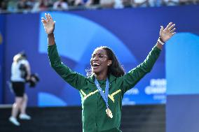 Paris 2024 - Fans cheer medalists at the Parc des Champions in Paris FA