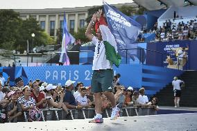 Paris 2024 - Fans cheer medalists at the Parc des Champions in Paris FA