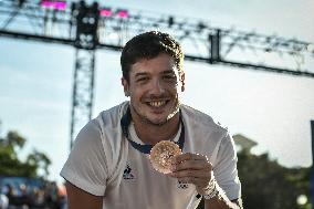 Paris 2024 - Fans cheer medalists at the Parc des Champions in Paris FA