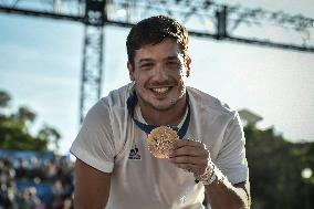 Paris 2024 - Fans cheer medalists at the Parc des Champions in Paris FA