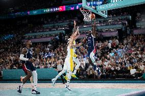 Paris 2024 - men's quarterfinal basketball match between Brazil and the USA