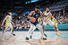 Paris 2024 - men's quarterfinal basketball match between Brazil and the USA