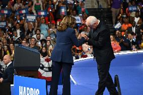 Democratic Presidential Nominee U.S. Vice President Kamala Harris And Running Mate Minnesota Governor Tim Walz At Campaign Rally