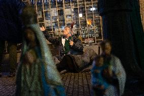 Pilgrims Wait To Enter The Church Of San Cayetano, In Liniers, A Working Class Neighbourhood Of Buenos Aires