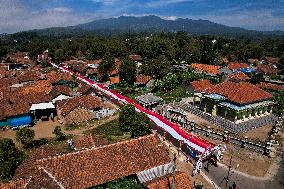 1 Kilometer Long Flag Unfurling Ahead Of Republic Of Indonesia Independence Day