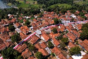 1 Kilometer Long Flag Unfurling Ahead Of Republic Of Indonesia Independence Day