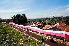 1 Kilometer Long Flag Unfurling Ahead Of Republic Of Indonesia Independence Day