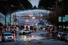 Crane Collapses As Fire Crews Battle Multiple Blazes - Vancouver