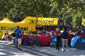 Camp Of Migrants And Homeless Set Up On Place De La Bastille - Paris