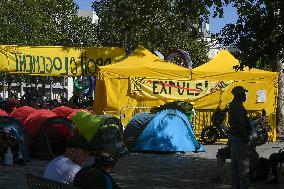 Camp Of Migrants And Homeless Set Up On Place De La Bastille - Paris