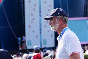 Paris 2024 - King Felipe At Men's Boulder And Lead Semifinal