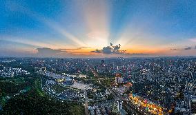 Tyndall Effect at Sunset in Nanning