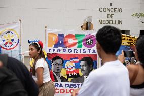 Venezuelans Demonstrate In Medellin