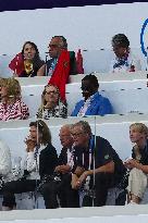 Paris 2024 - Queen Silvia And King Carl XVI Gustaf of Sweden At Athletics Event