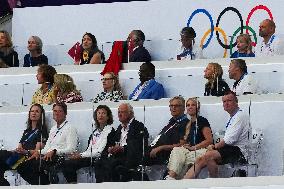 Paris 2024 - Queen Silvia And King Carl XVI Gustaf of Sweden At Athletics Event