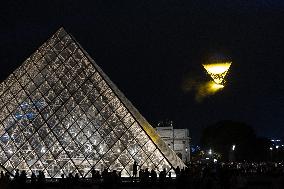 Olympic Games Cauldron Rises at Sunset - Paris