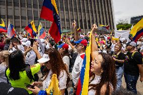 Demonstrations in Support of Venezuelan Election of Edmundo Gonzalez in Medellin Colombia