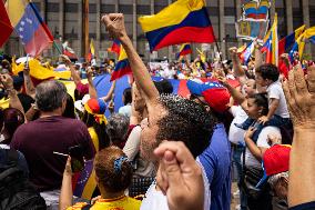 Demonstrations in Support of Venezuelan Election of Edmundo Gonzalez in Medellin Colombia