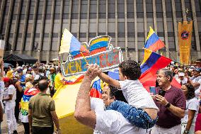 Demonstrations in Support of Venezuelan Election of Edmundo Gonzalez in Medellin Colombia