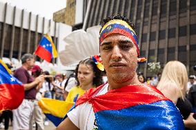 Demonstrations in Support of Venezuelan Election of Edmundo Gonzalez in Medellin Colombia