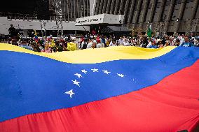 Demonstrations in Support of Venezuelan Election of Edmundo Gonzalez in Medellin Colombia