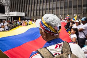 Demonstrations in Support of Venezuelan Election of Edmundo Gonzalez in Medellin Colombia