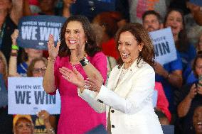 Kamala Harris Tim Walz US Presidential Campaign Rally in Michigan