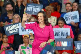 Kamala Harris Tim Walz US Presidential Campaign Rally in Michigan