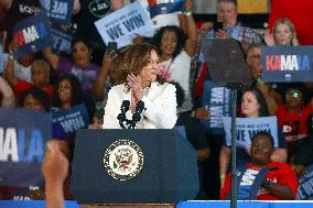 Kamala Harris Tim Walz US Presidential Campaign Rally in Michigan