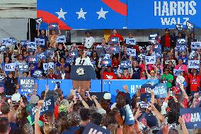 Kamala Harris Tim Walz US Presidential Campaign Rally in Michigan