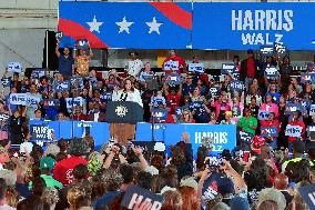 Kamala Harris Tim Walz US Presidential Campaign Rally in Michigan