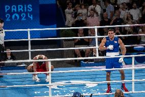 Paris 2024 - Cuba's Alvarez Beats France’s Oumiha In The Men's 63.5kg Final