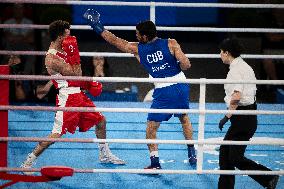 Paris 2024 - Cuba's Alvarez Beats France’s Oumiha In The Men's 63.5kg Final