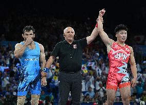 Paris 2024 - Japan’s Kusaka Nao Takes Gold In The Men's Greco-Roman 77kg