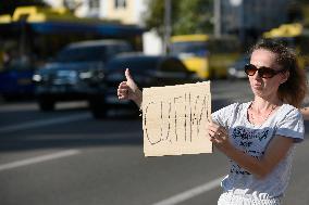 Activists rally in support of Ukrainian POWs outside Russian Embassy in Kyiv