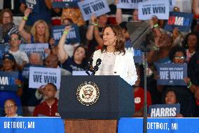 Kamala Harris Tim Walz US Presidential Campaign Rally in Michigan