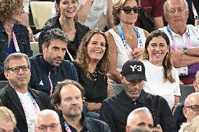 Paris 2024 - Estanguet, Manaudou At Men's Basketball France v Germany