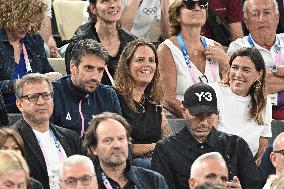 Paris 2024 - Estanguet, Manaudou At Men's Basketball France v Germany