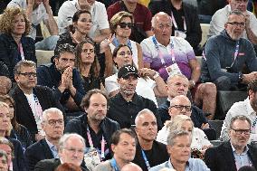 Paris 2024 - Estanguet, Manaudou At Men's Basketball France v Germany