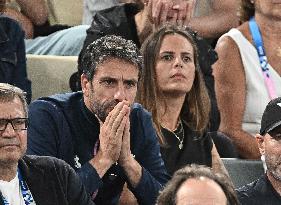 Paris 2024 - Estanguet, Manaudou At Men's Basketball France v Germany