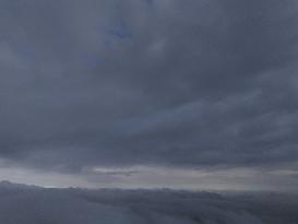 Clouds Hover Over The Mountains During The Monsoon Rain Season In Ajmer