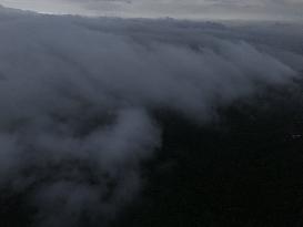 Clouds Hover Over The Mountains During The Monsoon Rain Season In Ajmer